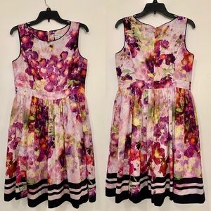 Liz Claiborne purple watercolor floral satin dress